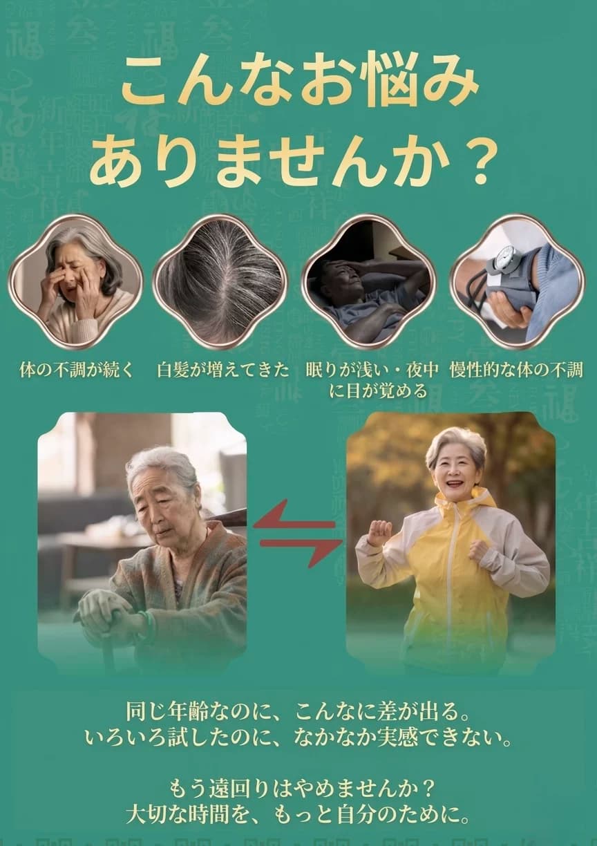 加齢による不調から、活力ある毎日へ